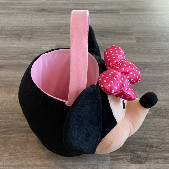 Disney Minnie Mouse Plush Basket with Pink Polka Dot Bow - Picture 2 of 5